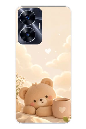 Realme C55 Uyumlu Sevimli Tatlı Ayı Baskılı Silikon Kılıf