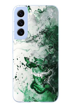 Samsung Galaxy S22 Uyumlu Yeşil Beyaz Dalgalar Baskılı Silikon Kılıf