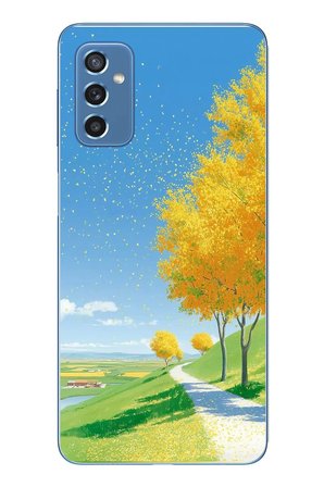 Samsung Galaxy M52 Uyumlu Sarı Sonbahar Ağacı Baskılı Silikon Kılıf