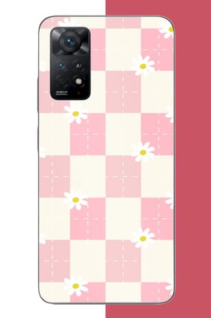 Redmi Note 11E Uyumlu papatyalı grid Baskılı Silikon Kılıf
