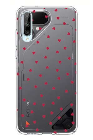 Tecno Pova Curve 2 5G Uyumlu Kırmızı Kalpler Tasarımlı Baskılı Silikon Kılıf