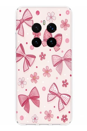 Honor Magic 7 PRO Uyumlu Pembe Fiyonk, Çiçek ve Puantiye Baskılı Silikon Kılıf