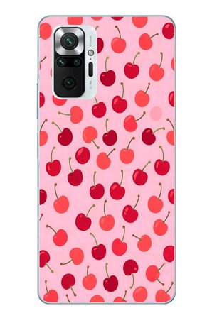 Redmi Note 10 Pro Uyumlu Pembe Kirazlar Baskılı Silikon Kılıf
