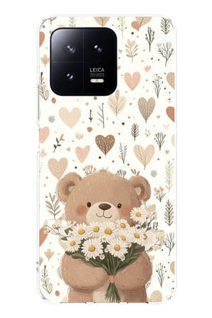 Xiaomi Mi 13 Uyumlu Romantik Sevimli Ayıcık Baskılı Silikon Kılıf