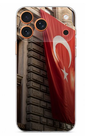 iPhone 17 PRO MAX Uyumlu Dev Türk Bayrağı Baskılı Silikon Kılıf