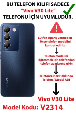Vivo V30 Lite Uyumlu Mavi Huzur Şekiller ve Botanik Çizgiler Baskılı Silikon Kılıf