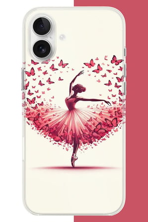 iPhone 17 Uyumlu kelebekli balerin Baskılı Silikon Kılıf
