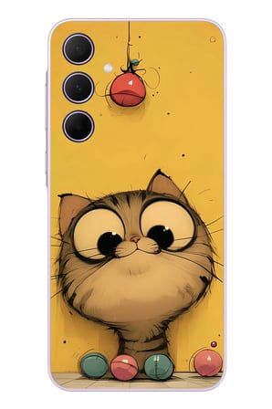 Samsung Galaxy A35 Uyumlu Kedi Çizgisi Baskılı Silikon Kılıf