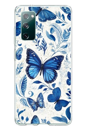Samsung Galaxy S20 FE Uyumlu Mavi Kelebekler Baskılı Silikon Kılıf