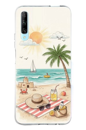 Huawei P Smart PRO Uyumlu Sulu Boya Sahil ve Deniz Manzaralı Baskılı Silikon Kılıf