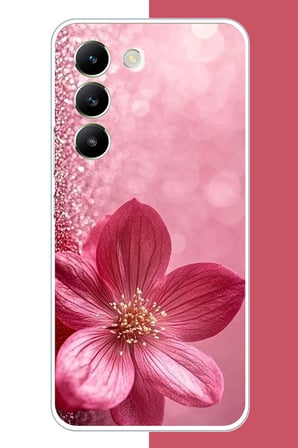 Vivo V30 Lite Uyumlu Pembe Işıltı Baskılı Silikon Kılıf