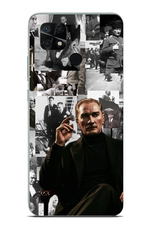 Redmi 10C - POCO C40 Uyumlu Mustafa Kemal Atatürk Kolajları Baskılı Silikon Kılıf