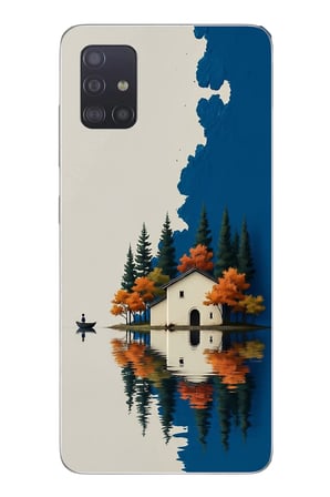 Samsung Galaxy A51 Uyumlu Sonbahar Evi Baskılı Silikon Kılıf