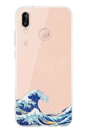 Huawei P20 Lite Uyumlu Kanagawa Oki Nami Ura Dalgası Tasarımlı Baskılı Silikon Kılıf