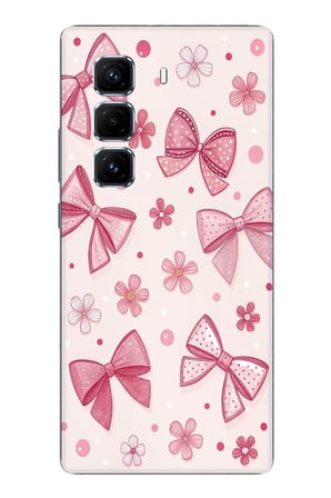 Infinix Hot 50 PRO PLUS+ Uyumlu Pembe Fiyonk, Çiçek ve Puantiye Baskılı Silikon Kılıf