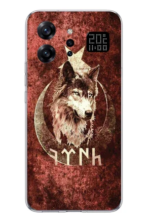 Infinix Note 60 Ultra Uyumlu Göktürk Yazılı ve Bozkurt Desenli Baskılı Silikon Kılıf