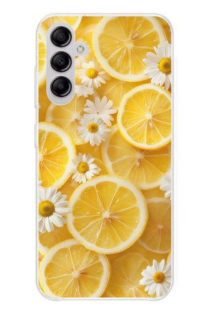 Samsung Galaxy A14 Uyumlu Limon Dilimleri ve Papatya Desenli Baskılı Silikon Kılıf