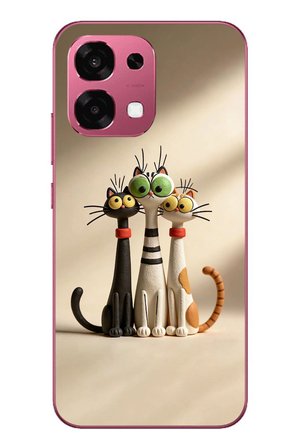 Oppo A6 PRO
 Uyumlu Neşeli Kedi Ailesi Baskılı Silikon Kılıf