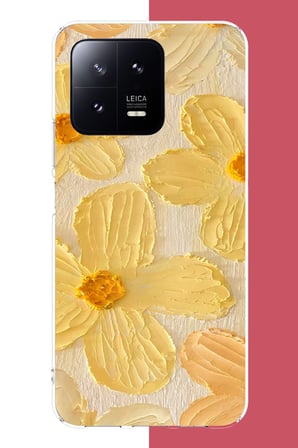Xiaomi Mi 13 Uyumlu tuvaldeki sarı çiçek Baskılı Silikon Kılıf