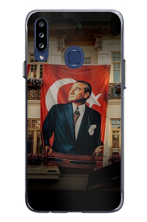 Samsung Galaxy A20S Uyumlu Dev Bayrak Detaylı Atatürk Baskılı Silikon Kılıf