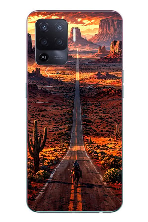 Oppo Reno 5 Lite Uyumlu Kovboy Yolda Baskılı Silikon Kılıf