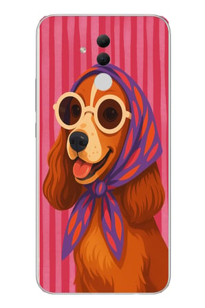 Huawei Mate 20 Lite Uyumlu Gözlüklü Köpek Baskılı Silikon Kılıf