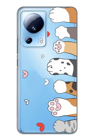 Xiaomi Mi 13 Lite Uyumlu Sevimli Kedi Patiler Tasarımlı Baskılı Silikon Kılıf
