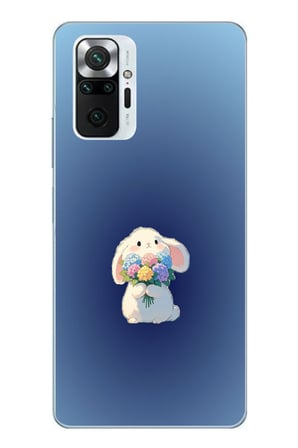 Redmi Note 10 Pro Uyumlu Çiçekli Tavşan Baskılı Silikon Kılıf