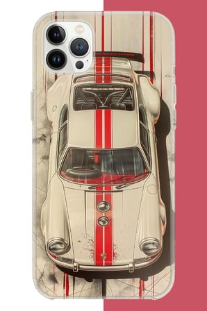 iPhone 12 PRO MAX Uyumlu kırmızı çizgili porsche Baskılı Silikon Kılıf