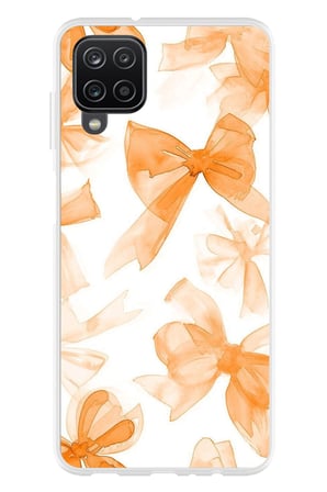 Samsung Galaxy A22-M22-M32 Uyumlu Şeftali Fiyonk Kurdele Baskılı Silikon Kılıf