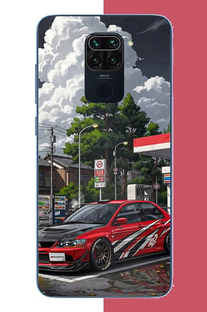 Redmi Note 9 Uyumlu Bulutların Altında Spor Otomobil Baskılı Silikon Kılıf