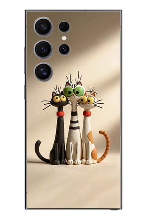 Samsung Galaxy S24 Ultra Uyumlu Neşeli Kedi Ailesi Baskılı Silikon Kılıf