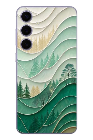 Samsung Galaxy S24 Plus Uyumlu Beyaz Çizgili Orman Baskılı Silikon Kılıf