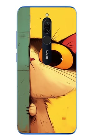 Redmi 8 Uyumlu Tek Gözlü Kedi Baskılı Silikon Kılıf