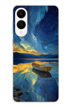 Samsung Galaxy S25 Edge Uyumlu Yıldızlı Gece ve Kayık Manzaralı Baskılı Silikon Kılıf