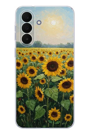 Samsung Galaxy A27 Uyumlu Ay çiçeği sulu boya Baskılı Silikon Kılıf