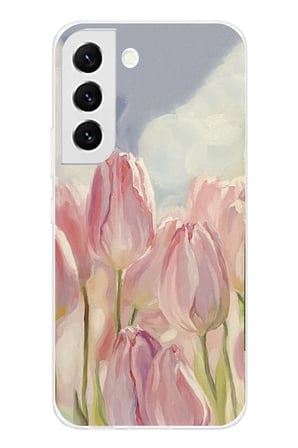 Samsung Galaxy S22 Uyumlu Pembe Laleler Baskılı Silikon Kılıf