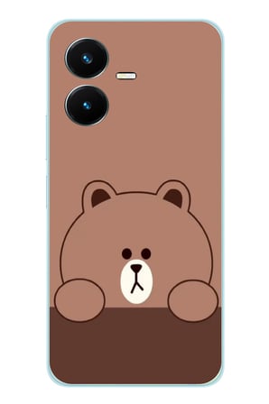 Vivo Y22 Uyumlu Kahverengi Ayı Tasarımlı Baskılı Silikon Kılıf