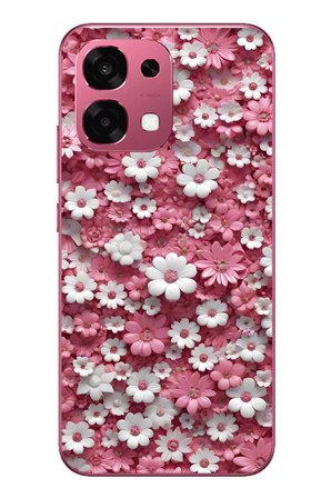 Oppo A6 PRO
 Uyumlu Beyaz Pembe Papatyalar Baskılı Silikon Kılıf