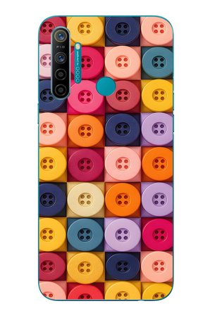 Realme 5i Uyumlu Renkli Düğmeler Baskılı Silikon Kılıf