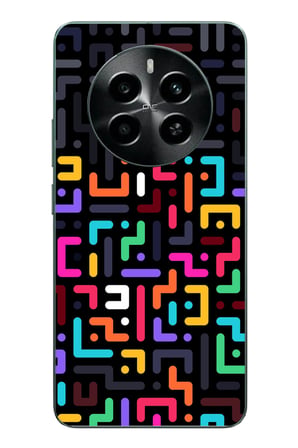 Realme 12 4G Uyumlu Renkli Karışık Çizgiler Baskılı Silikon Kılıf