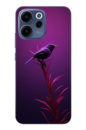 Oppo Reno 15F Uyumlu Mor Kuş Dalda Baskılı Silikon Kılıf