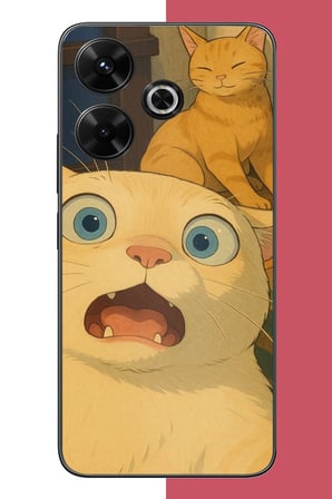 Redmi 13 Uyumlu şaşkın kedi Baskılı Silikon Kılıf
