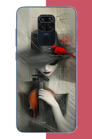 Redmi Note 9 Uyumlu keman tutan kadın Baskılı Silikon Kılıf
