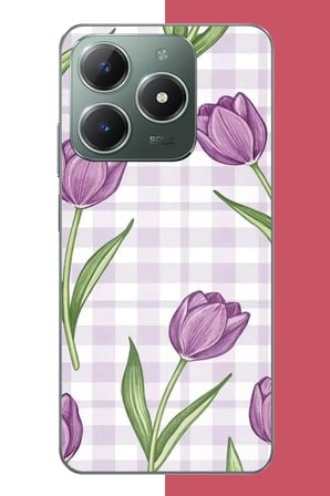 Realme C61 Uyumlu mor lale Baskılı Silikon Kılıf