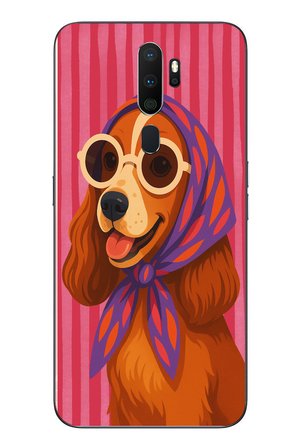 Oppo A5 2020 Uyumlu Gözlüklü Köpek Baskılı Silikon Kılıf