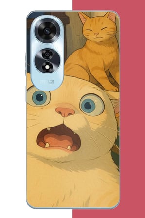 Oppo A60 Uyumlu şaşkın kedi Baskılı Silikon Kılıf