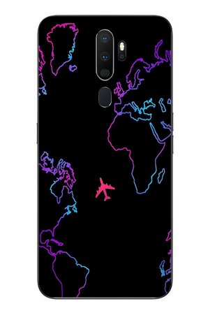 Oppo A5 2020 Uyumlu Dünya Uçuşu Baskılı Silikon Kılıf
