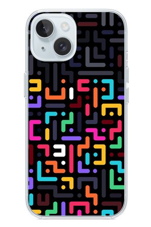 İphone 15 Uyumlu Renkli Karışık Çizgiler Baskılı Silikon Kılıf