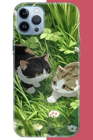 iPhone 13 Pro Uyumlu yavru kediler Baskılı Silikon Kılıf
